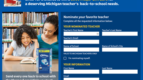 Kleenex Meijer 'Thank a Teacher Giveaway' Page